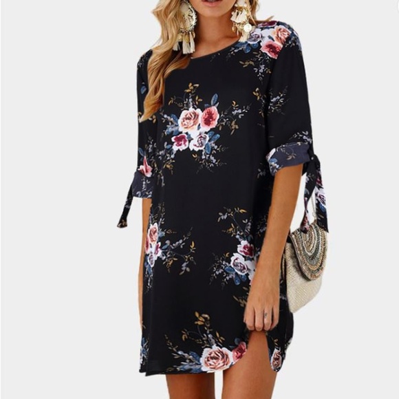 Love Is Real Couture Dresses & Skirts - LAST ONE!! Floral Short Sleeve Shift Dress, Black